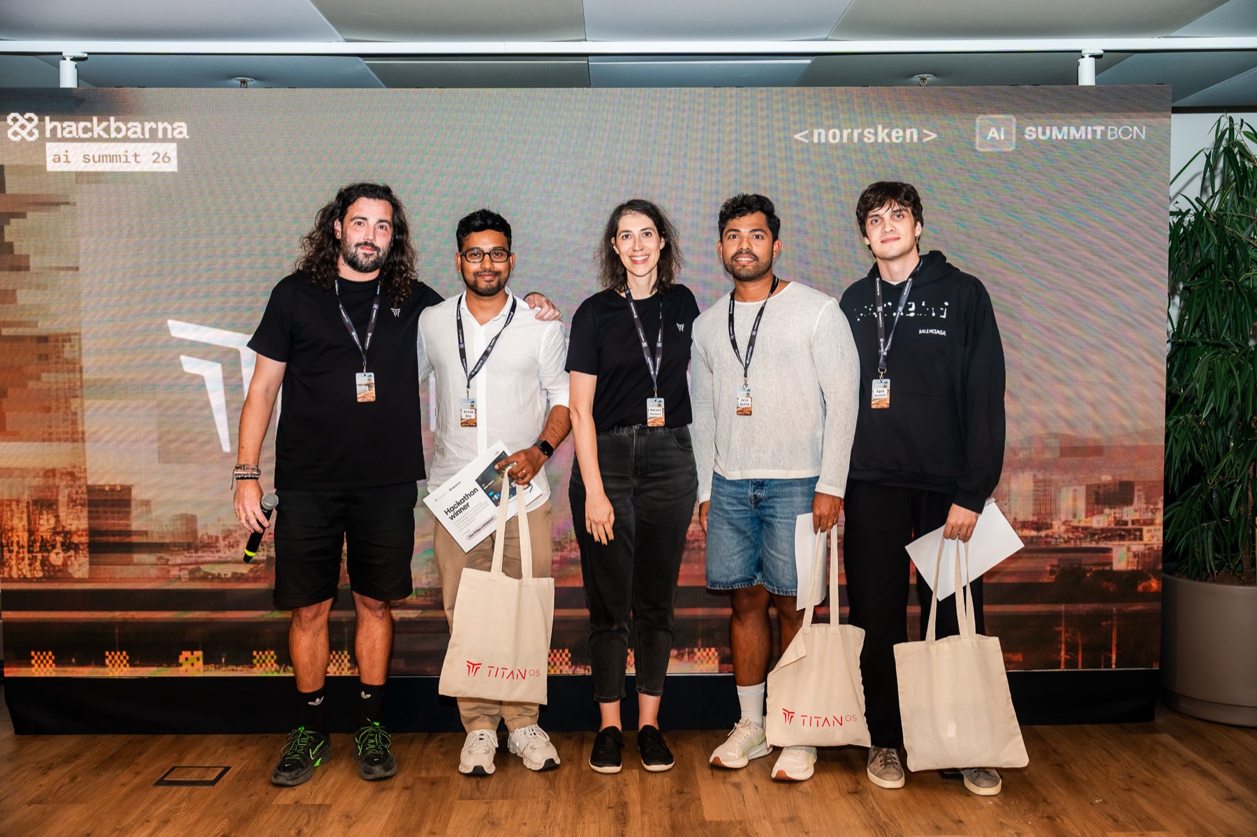 The MIRA team with its HackBarna awards
